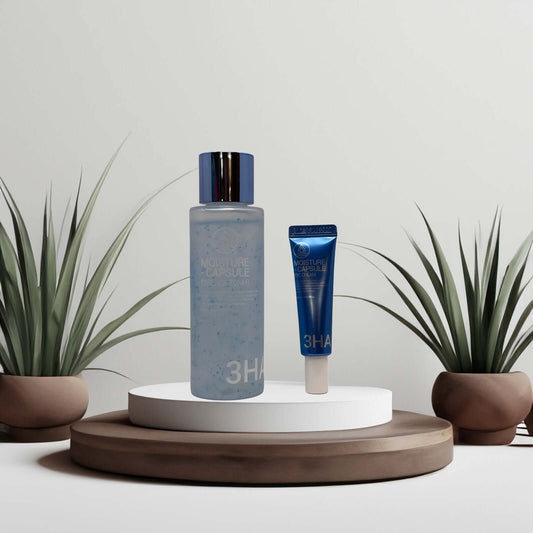 3HA Hydrating Essence Toner and eye cream with plants