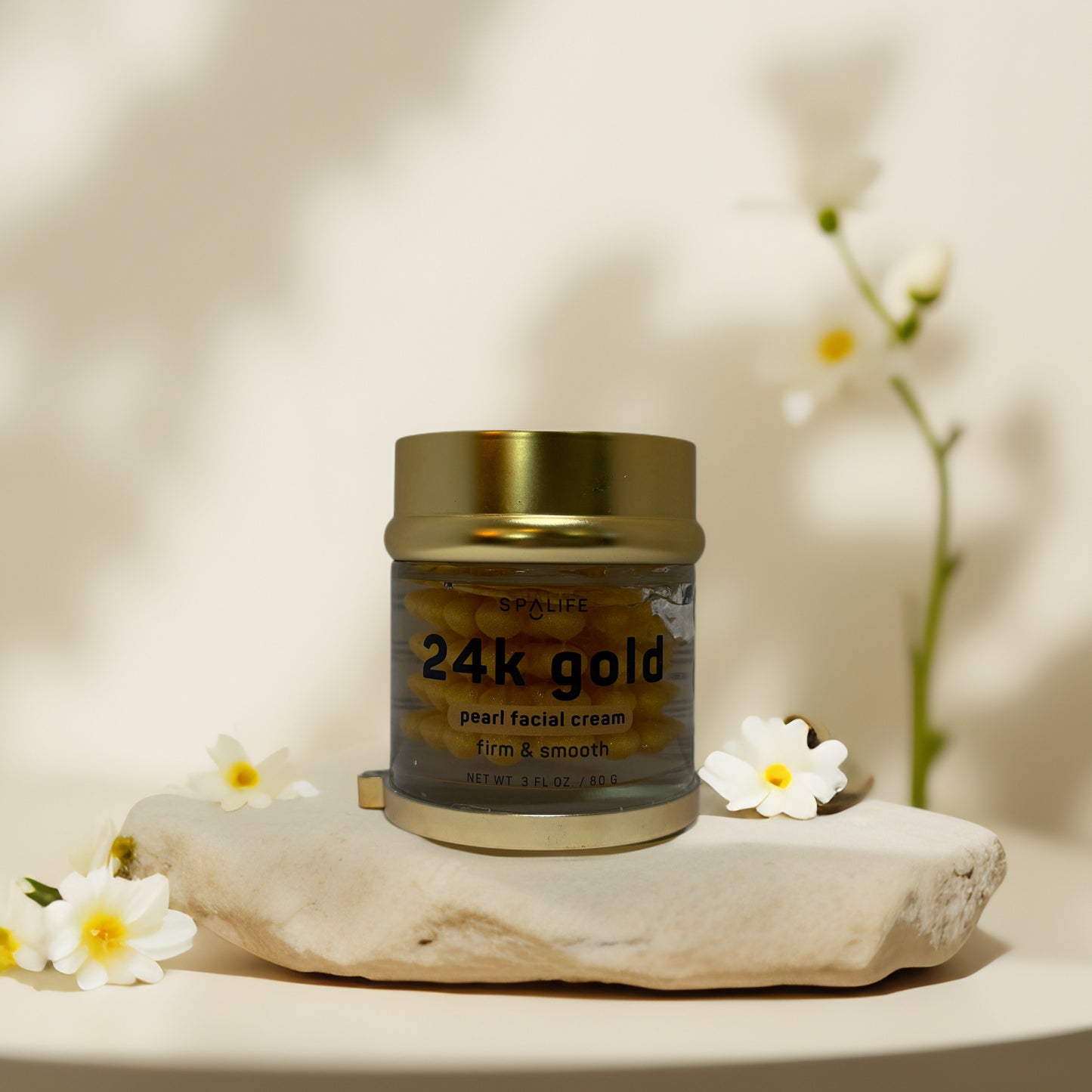 Firm & Smooth | 24K Gold Pearl Facial Cream, by SpaLife - 3 fl oz