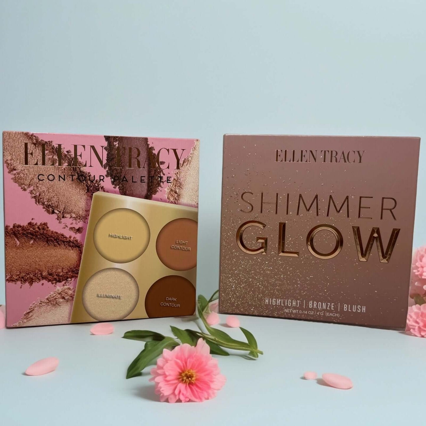 Ellen Tracy Face Palette Duo Contour + Shimmer Glow Highlighter & Blush Set - Queen City Skincare