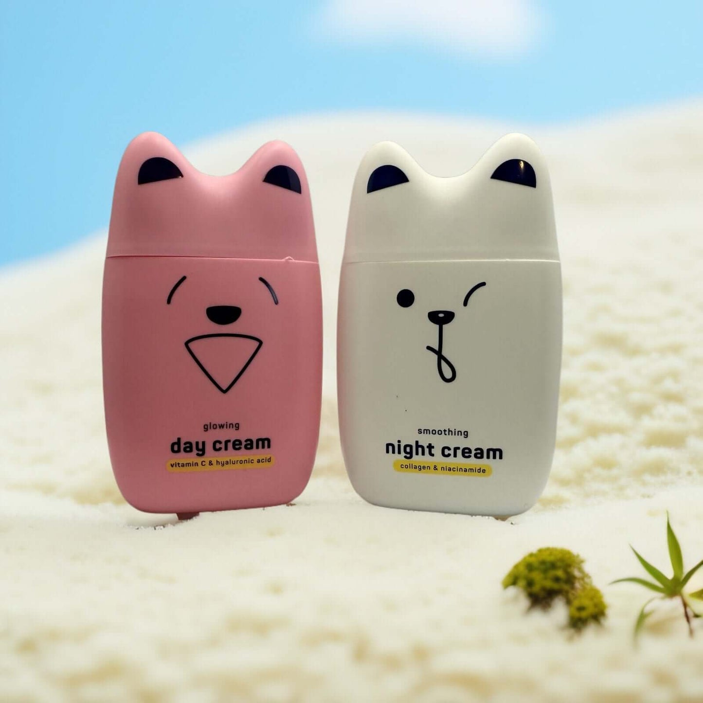 SpaLife Face Cream Duo in dog-shaped jars for glowing day and night cream