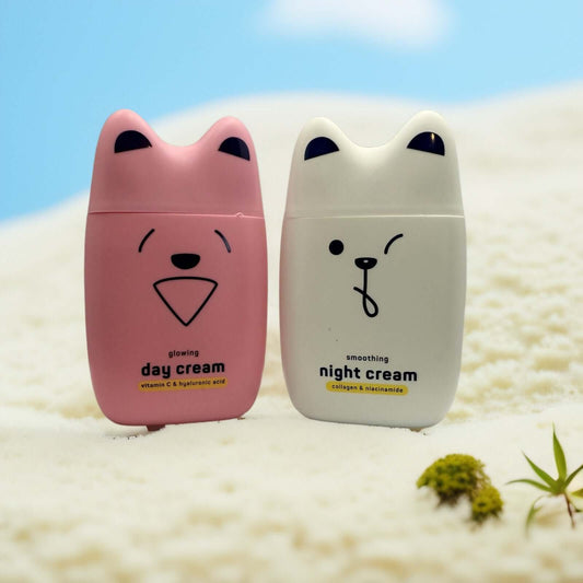 SpaLife Face Cream Duo in dog-shaped jars for glowing day and night cream
