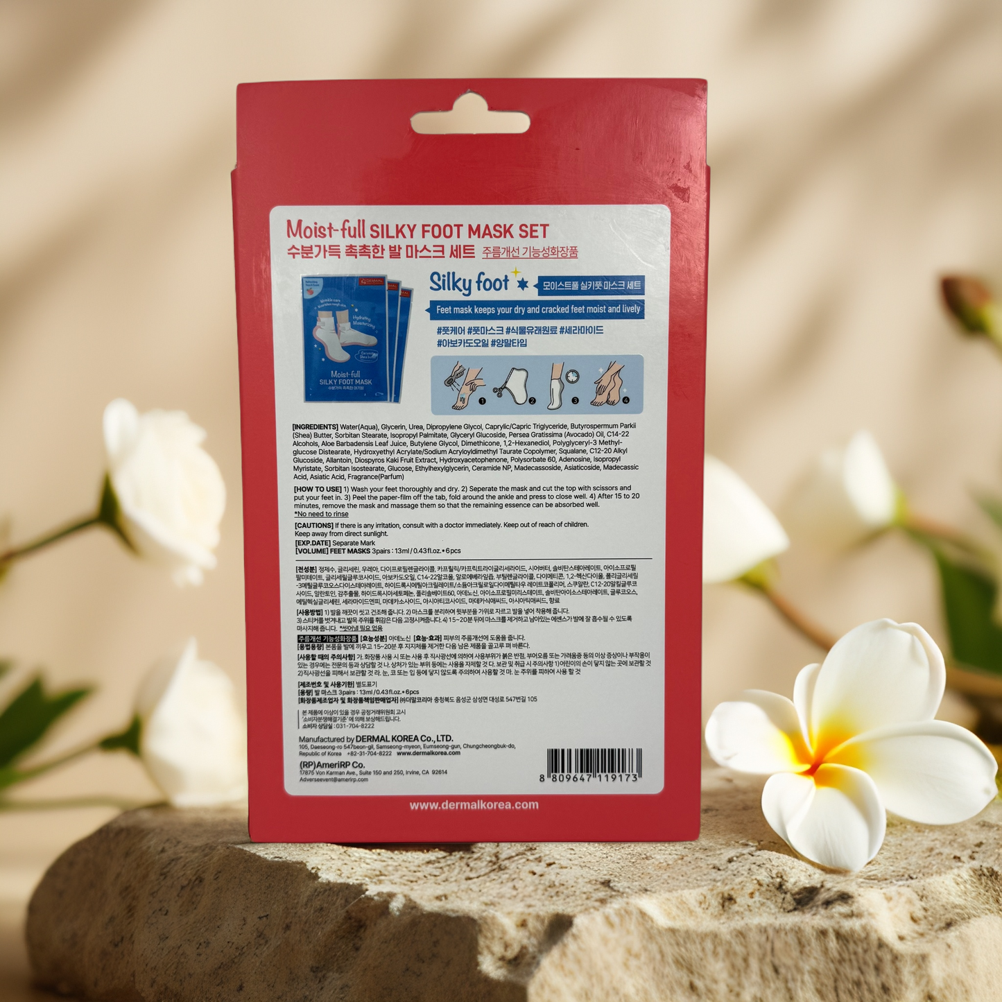 Silky Softness | Moist-full Silky Foot Mask Set by Dermal – 3 Pairs, Peach Scent