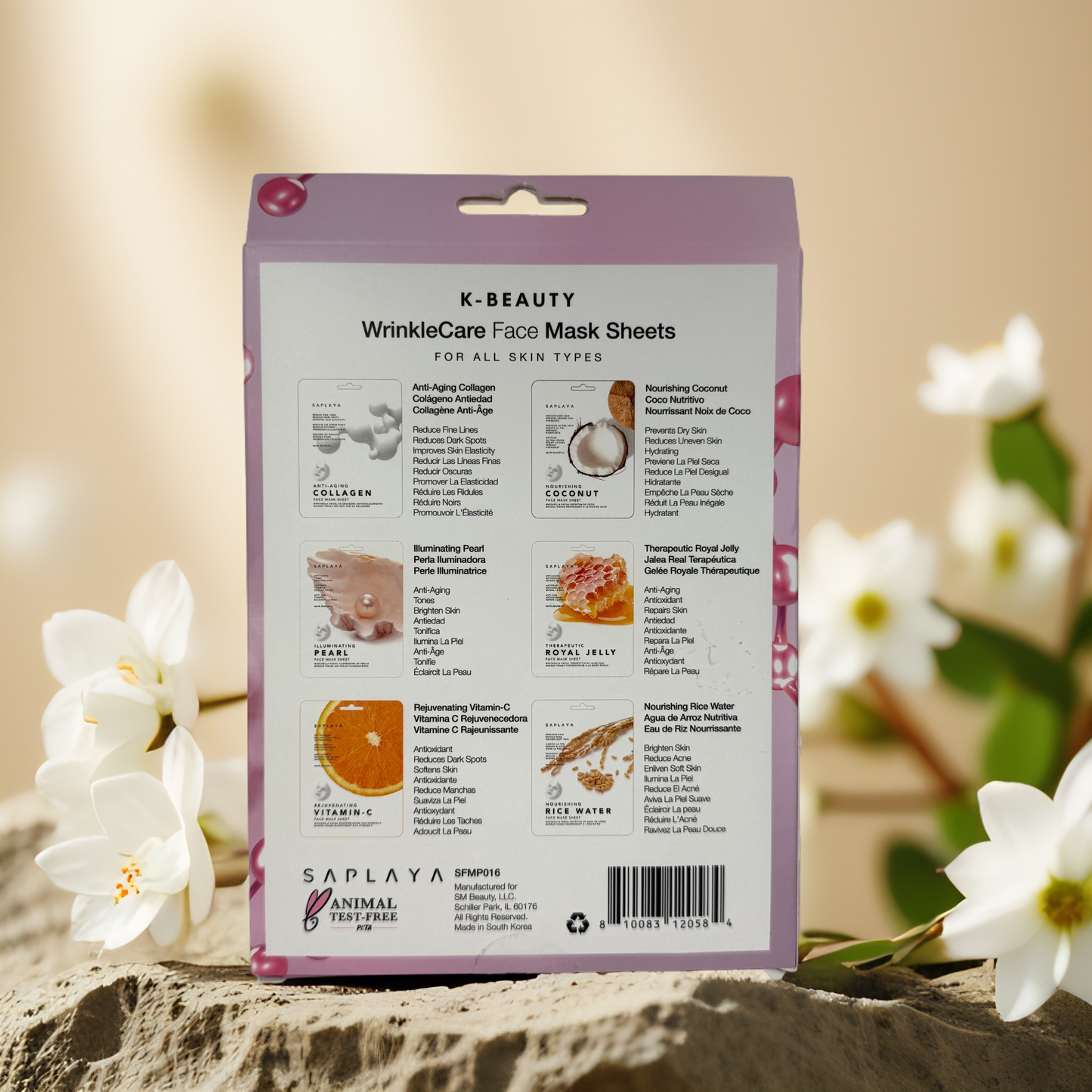 Wrinkle Care Boost | Anti-Aging Face Sheet Mask Set by Saplaya – 6 Masks