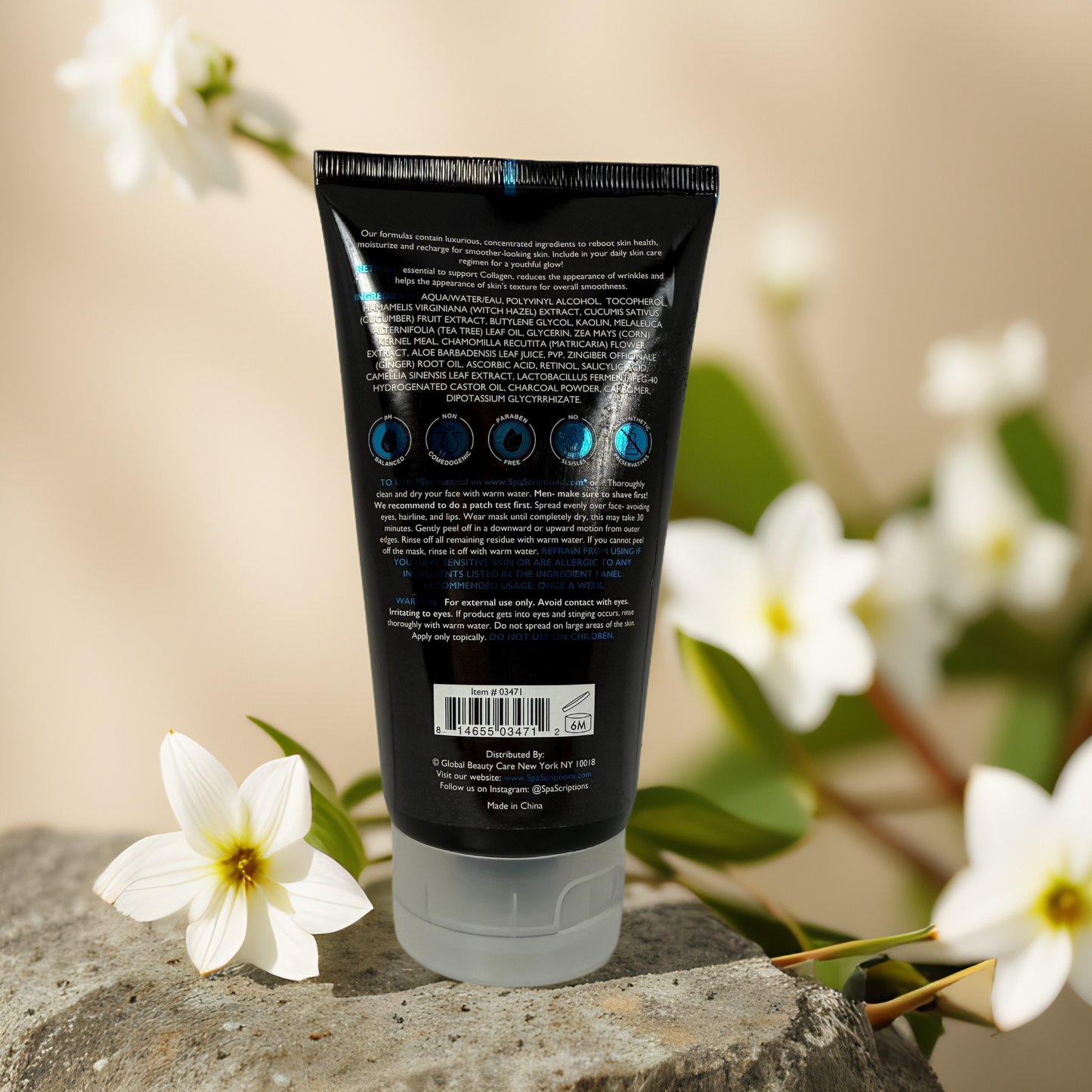 Smoothing Renewal | Black Peel-Off Facial Mask with Retinol from SPAscriptions – 5 oz