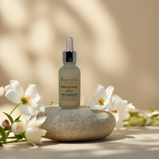 Brightening & Firming | Antioxidant Facial Serum with Bakuchiol + Vitamin C by Kueshi – 1.0 fl oz