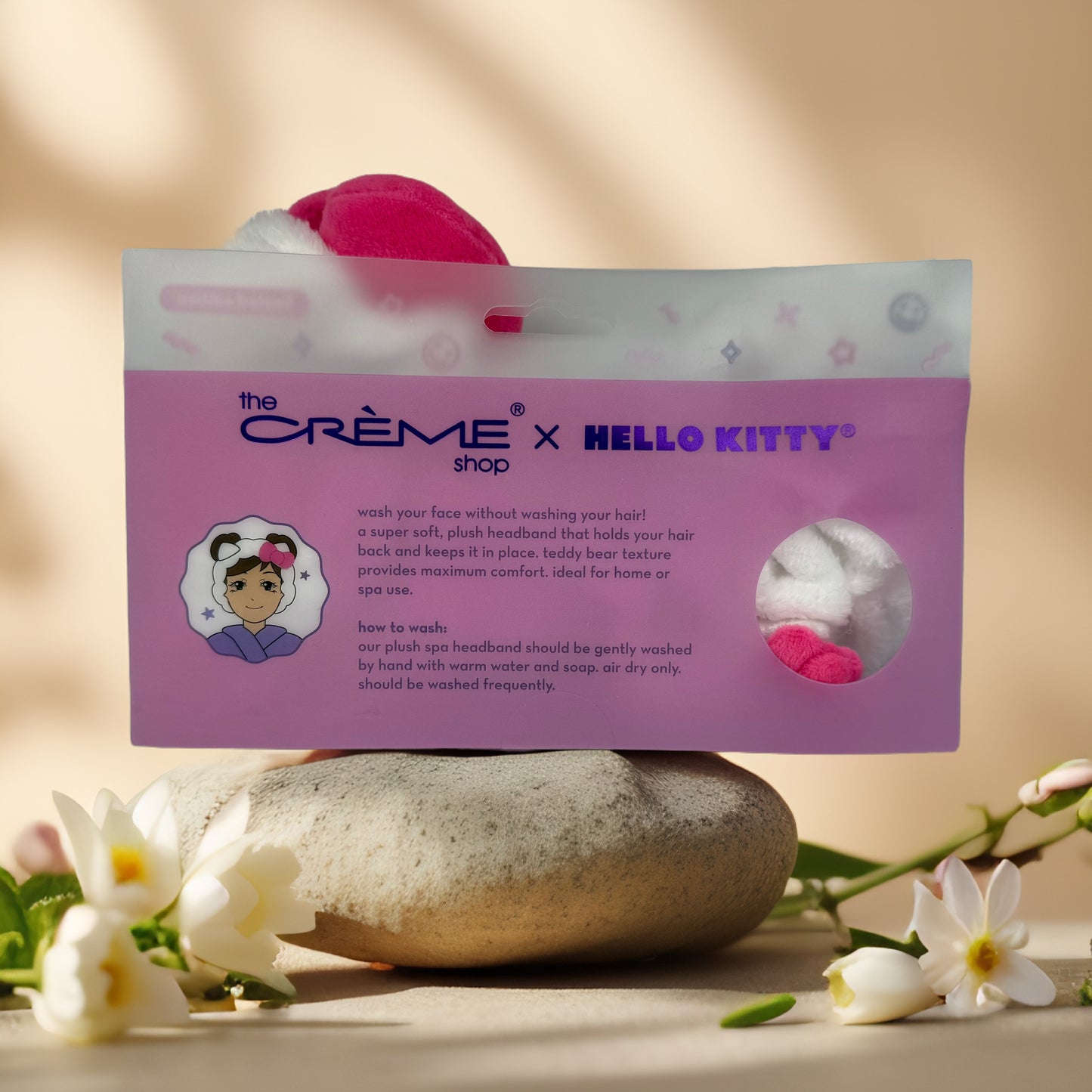 Fun & Functional | Plush Spa Headband w/ Hello Kitty Bow – Perfect Pink