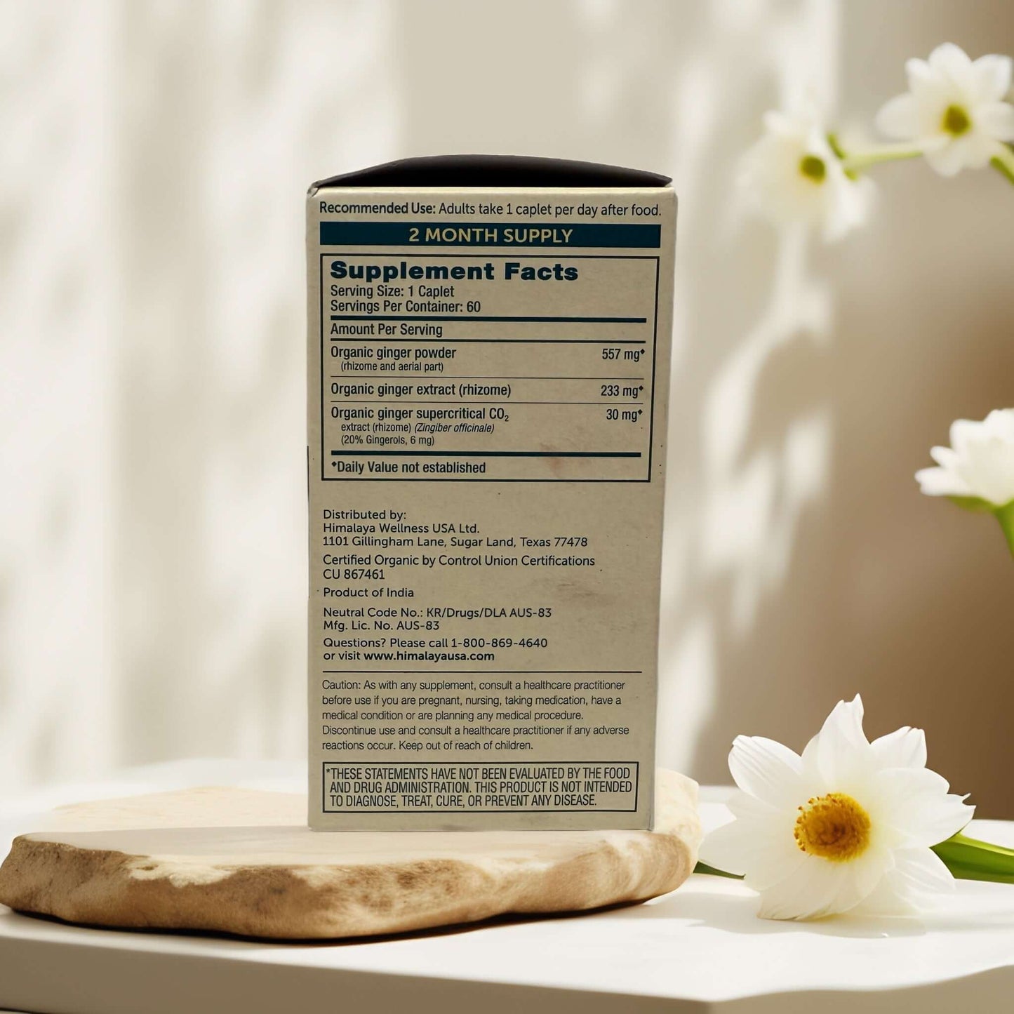 Himalaya Organic Ginger Supplement facts and dosage information