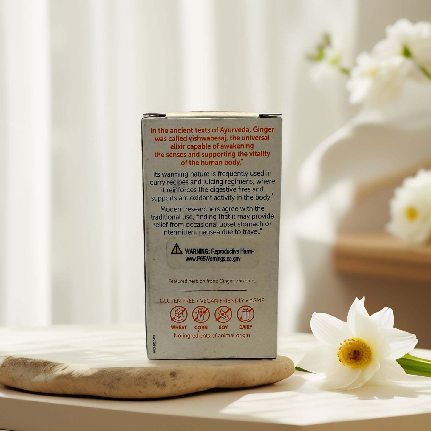 Back of Himalaya Organic Ginger Supplement box with details.