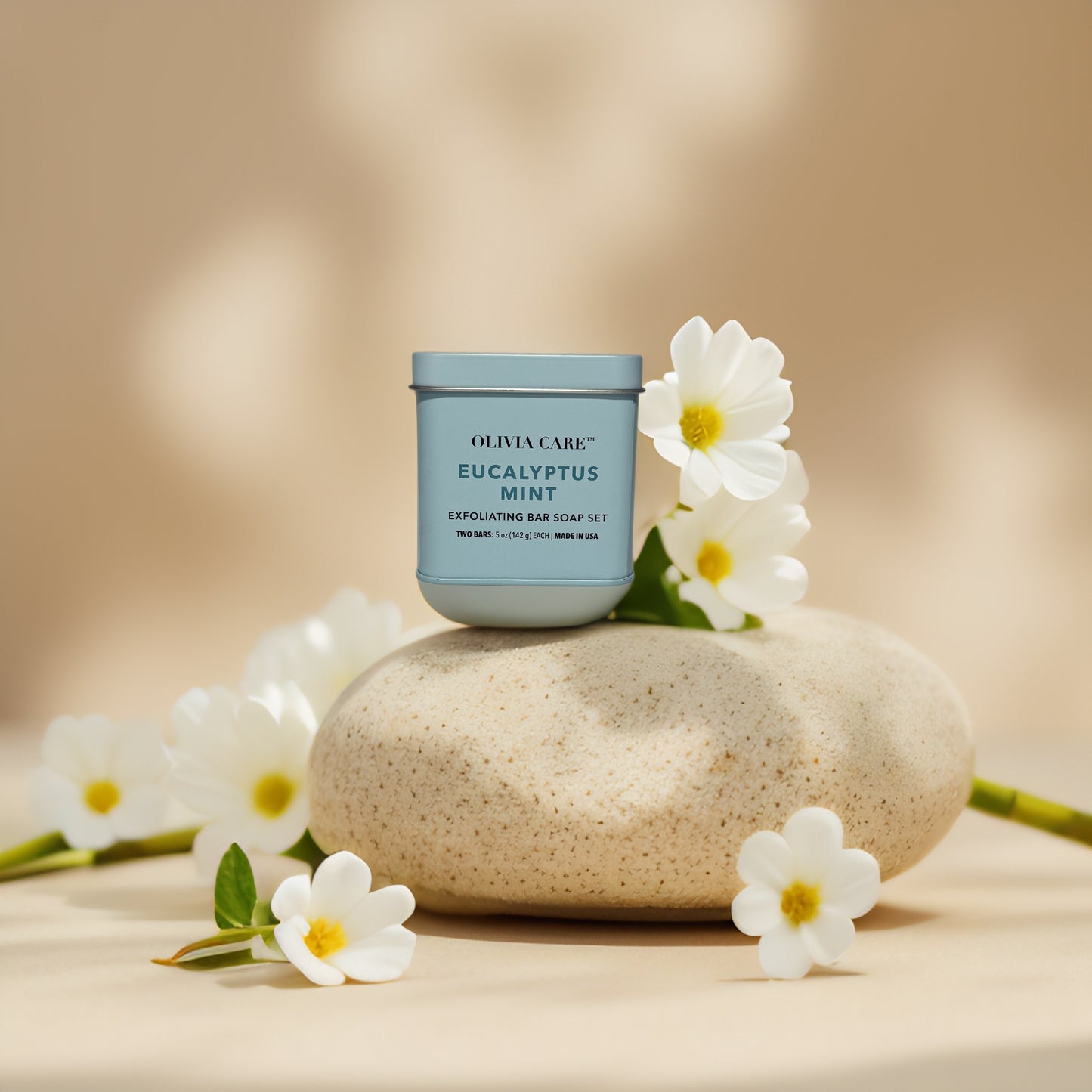 Refreshing Cleanse | Eucalyptus Mint Exfoliating Bar Soap Set by Olivia Care – 5 oz x 2