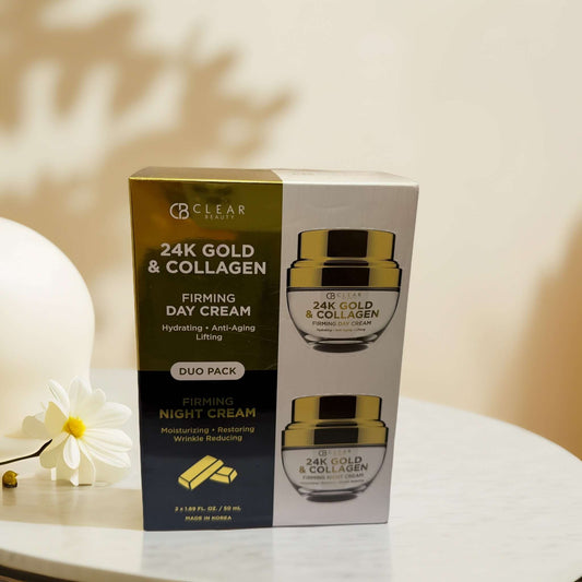 24K Gold & Collagen Duo Day & Night Cream by Clear Beauty -  2 x 1.7 fl oz