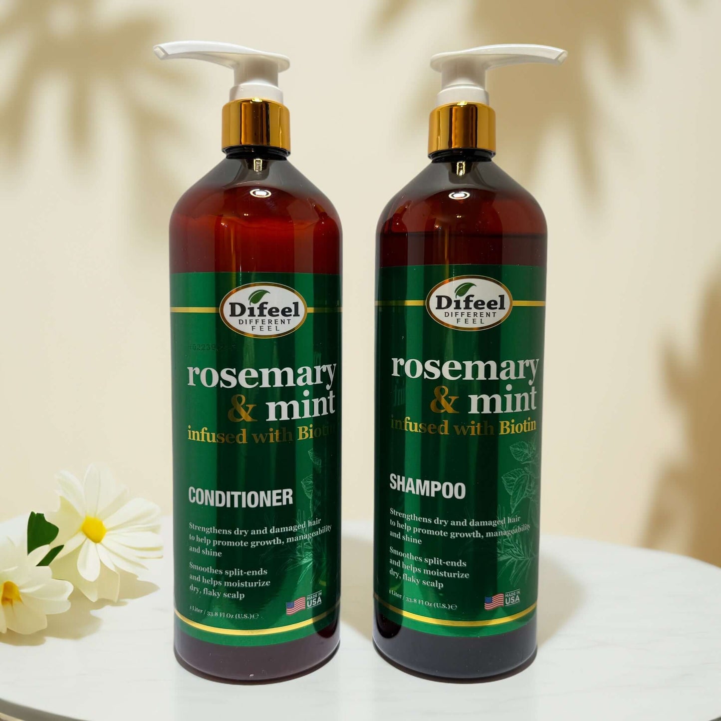 Strengthening | Rosemary & Mint Shampoo & Conditioner Set by Difeel - 33.8 fl oz