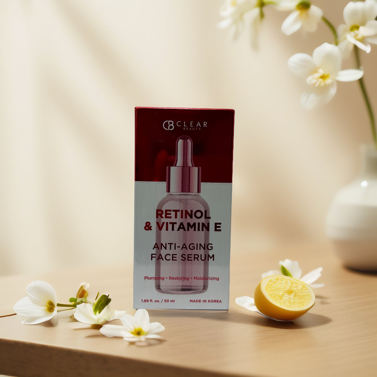Plump & Restore| Retinol & Vitamin E Face Serum, by Clear Beauty - 1.7 fl oz