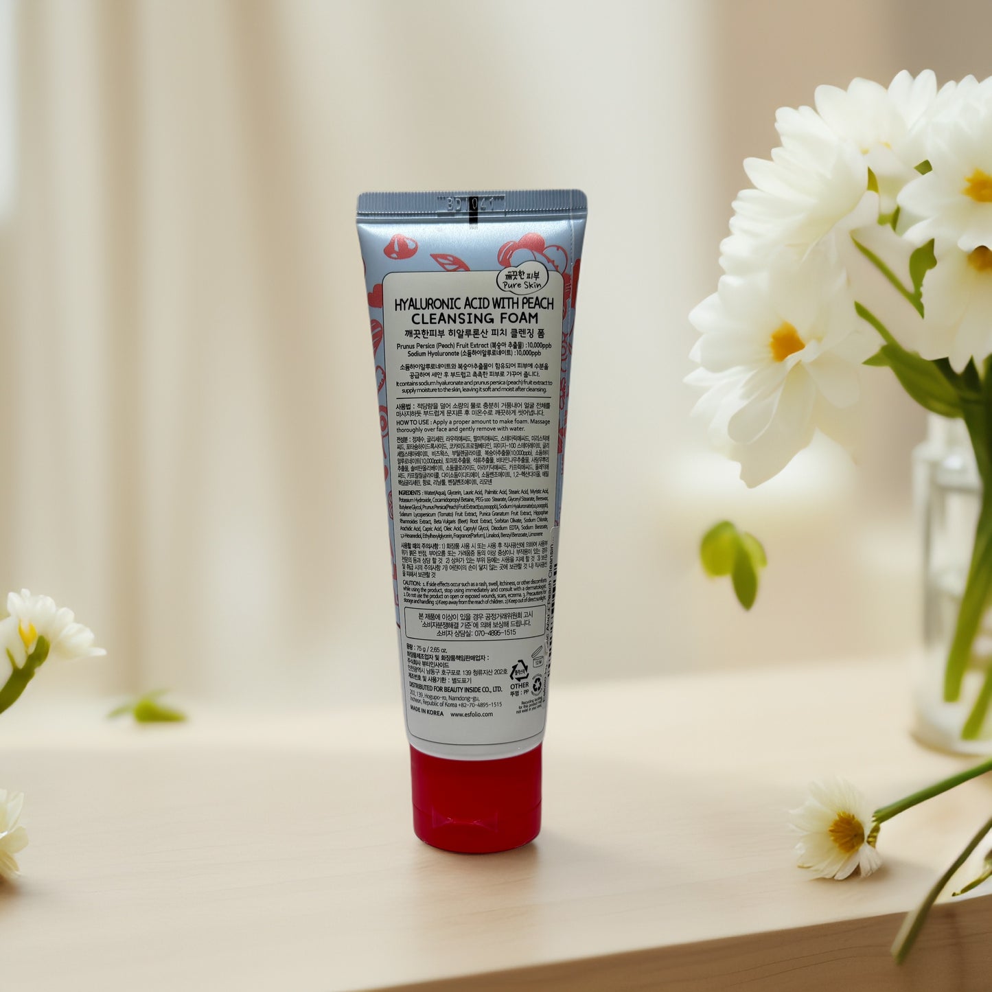 Hyaluronic Acid Peach Cleansing Foam by ésfolio 2.65oz: Gentle Hydration Care