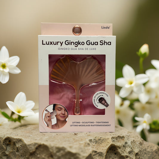 Lifting + Sculpting | Luxury Pink Ginkgo Gua Sha Tool by Lindo – Facial Massage