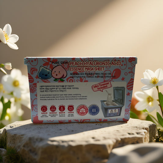 Glow Boost + Hydration | Peach Hyaluronic Acid Sheet Masks by Esfolio – 30 pack