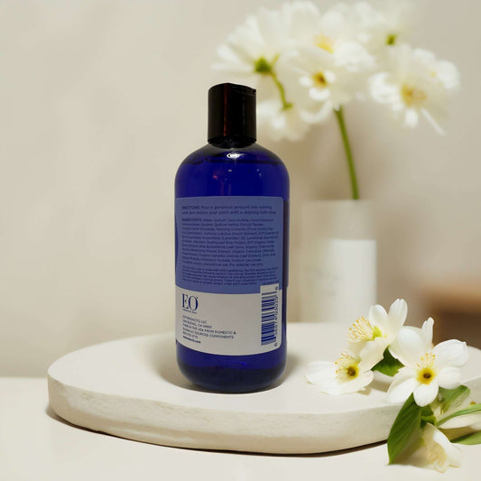 EO Bubble Bath bottle with calming French lavender scent.