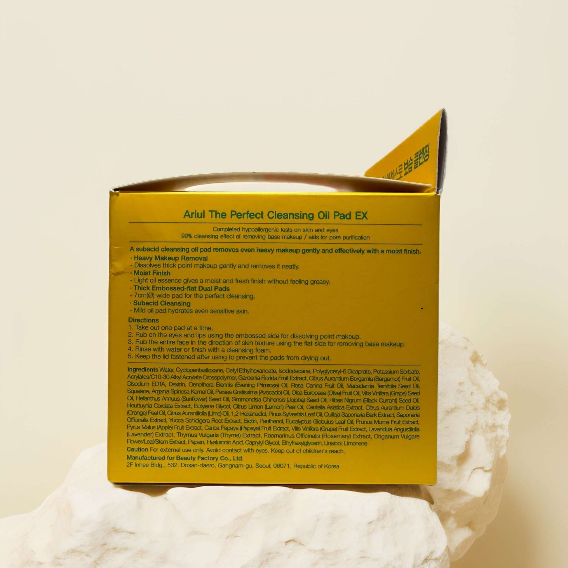 Ariul The Perfect Cleansing Oil Pad packaging details.