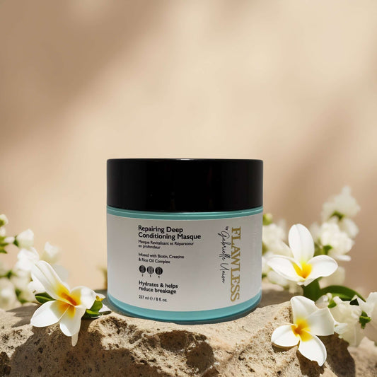 Flawless Deep Conditioning Masque for hair repair, 8 fl oz, hydrates and reduces breakage with biotin and rice oil.