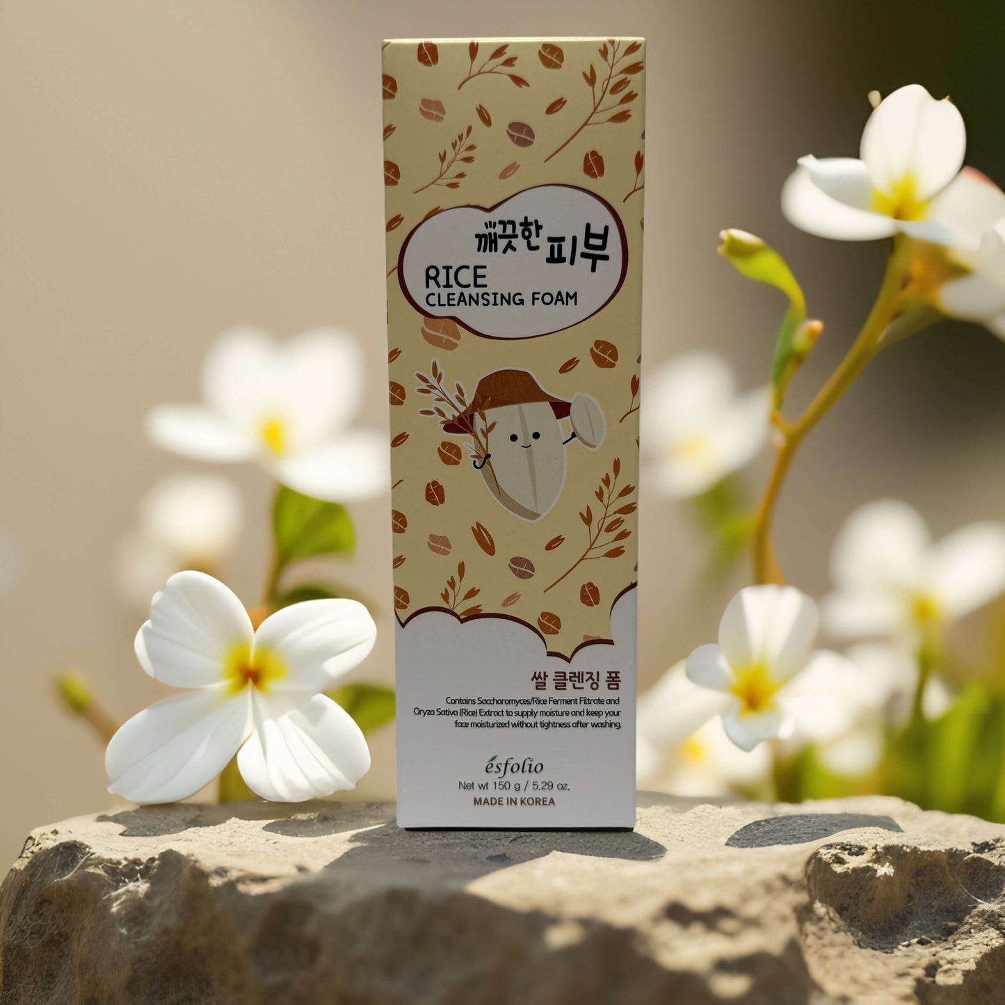 Brighten & Nourish Rice Cleansing Foam by esfolio, enriched with fermented rice water for hydration and glow.