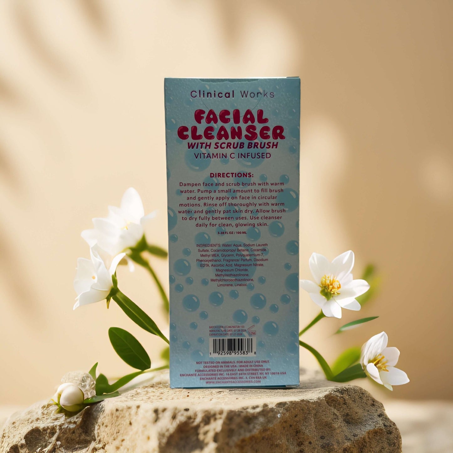 Glow & Exfoliate | Vitamin C Facial Cleanser with Brush by Clinical Works – 3.4 fl oz