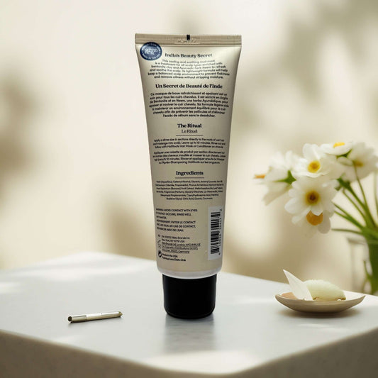 Fable & Mane Cooling Scalp Mud Mask tube with ingredients list.