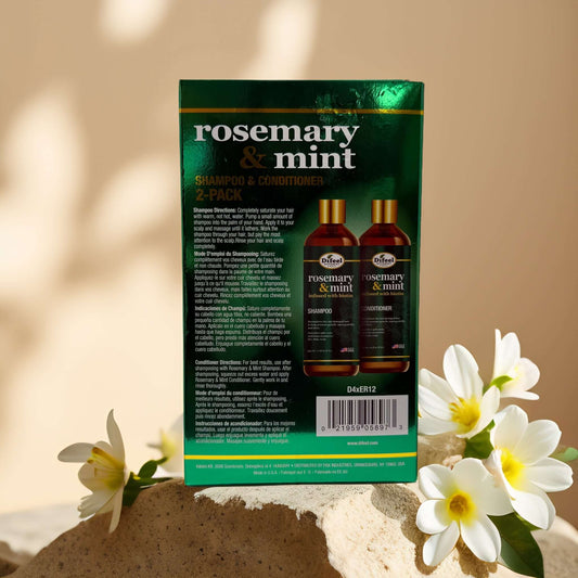 Rosemary Mint shampoo and conditioner 2-pack from Difeel, promoting hair growth and scalp care.