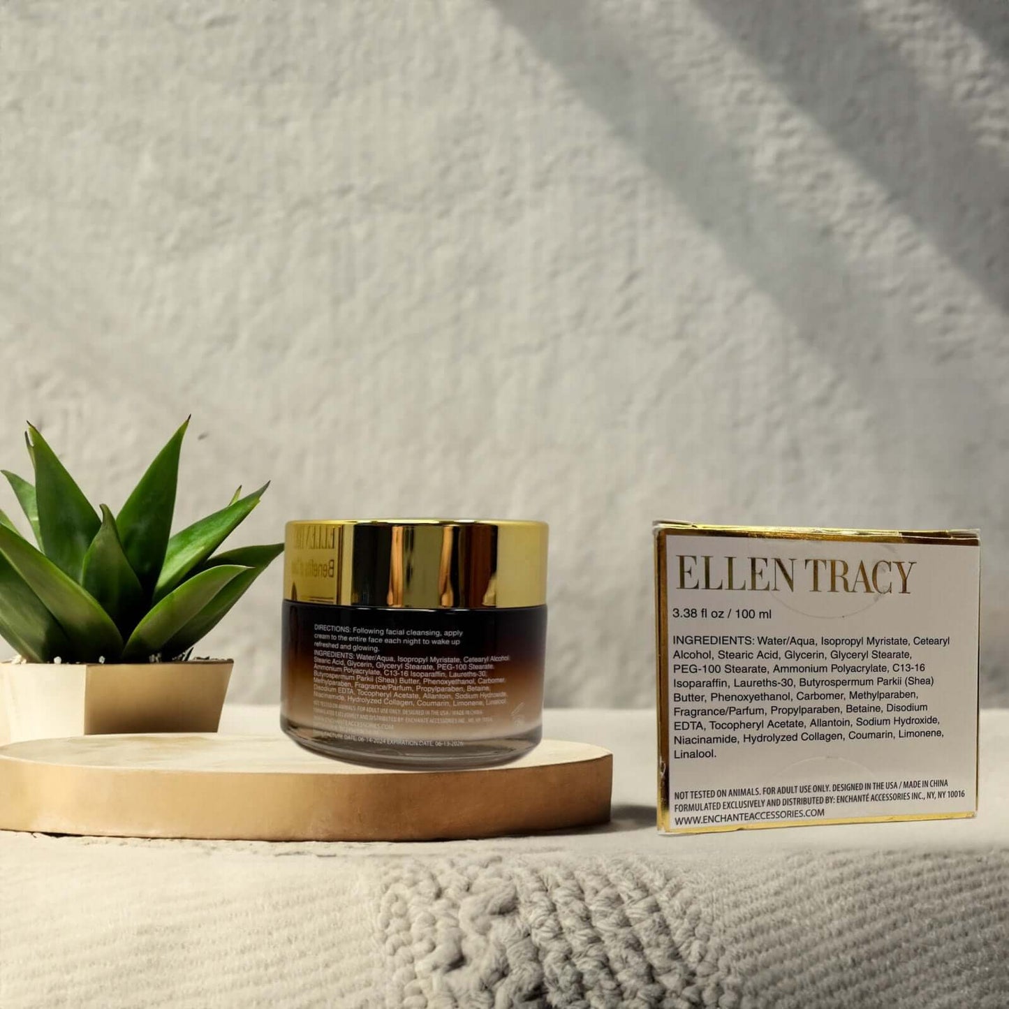 Ellen Tracy Collagen Night Cream 3.38oz on display with box.