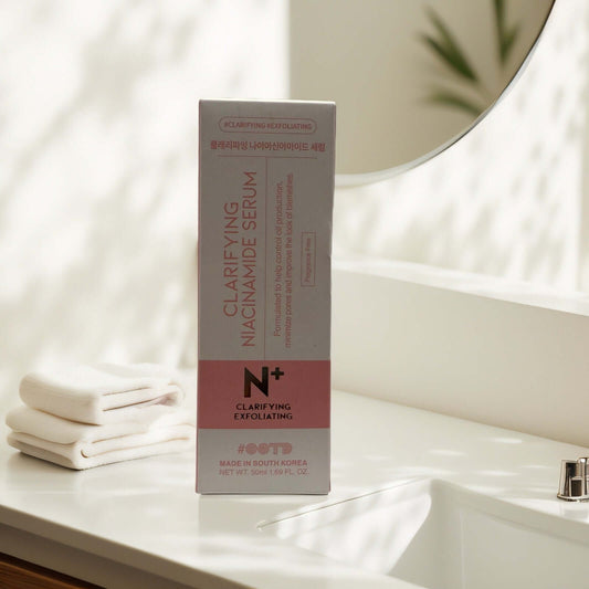 Clarifying Niacinamide Serum by OOTD N in bathroom setting