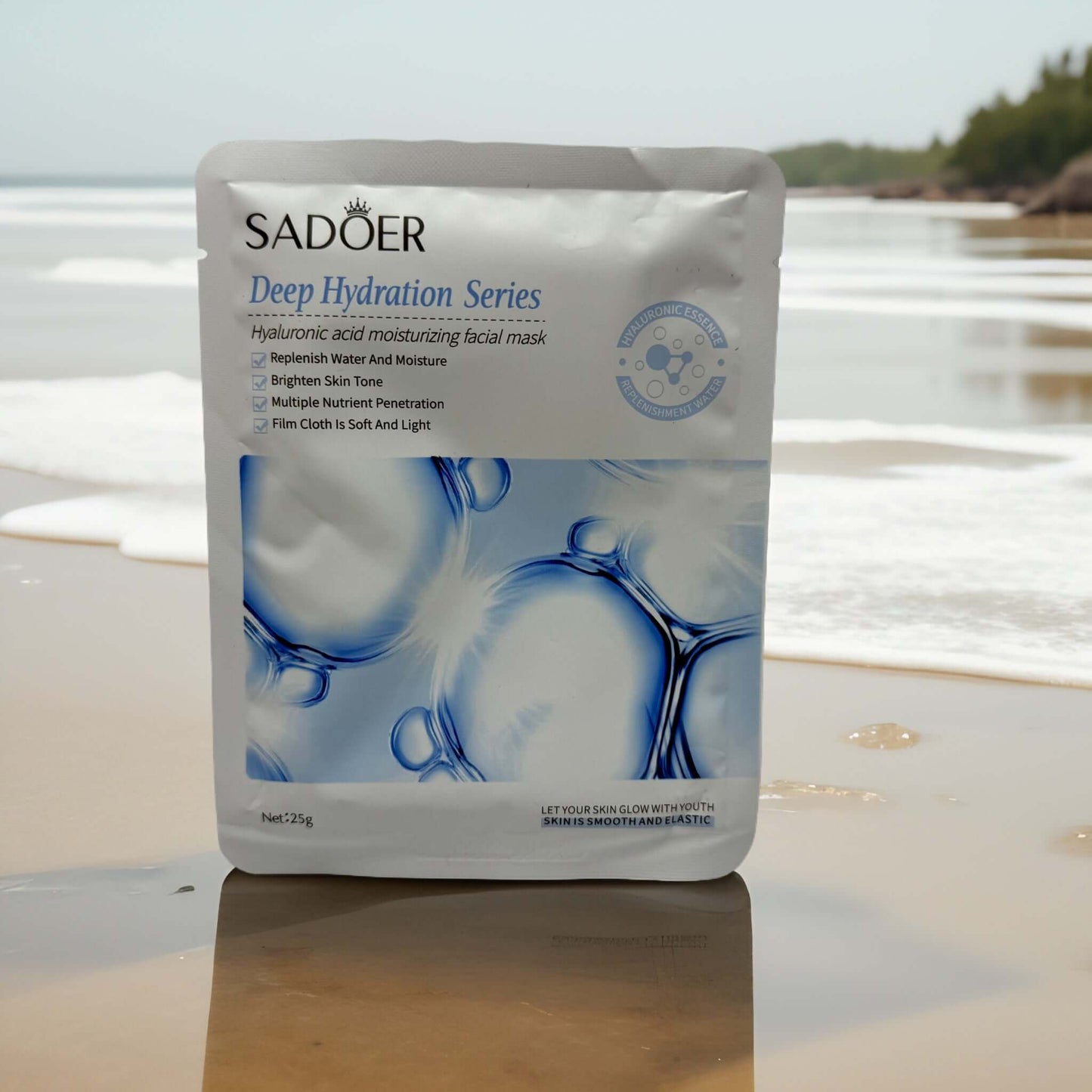 SADOER Deep Hydration Series face mask pack, enriched with hyaluronic acid for intense moisture and skin nourishment.