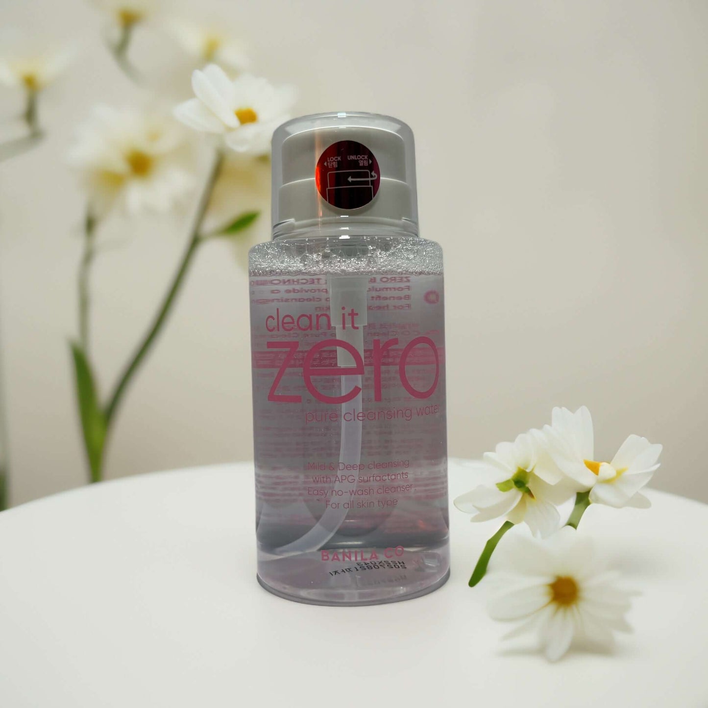 Banila Co Clean It Zero Pure Cleansing Water 10.1 fl oz bottle with flowers