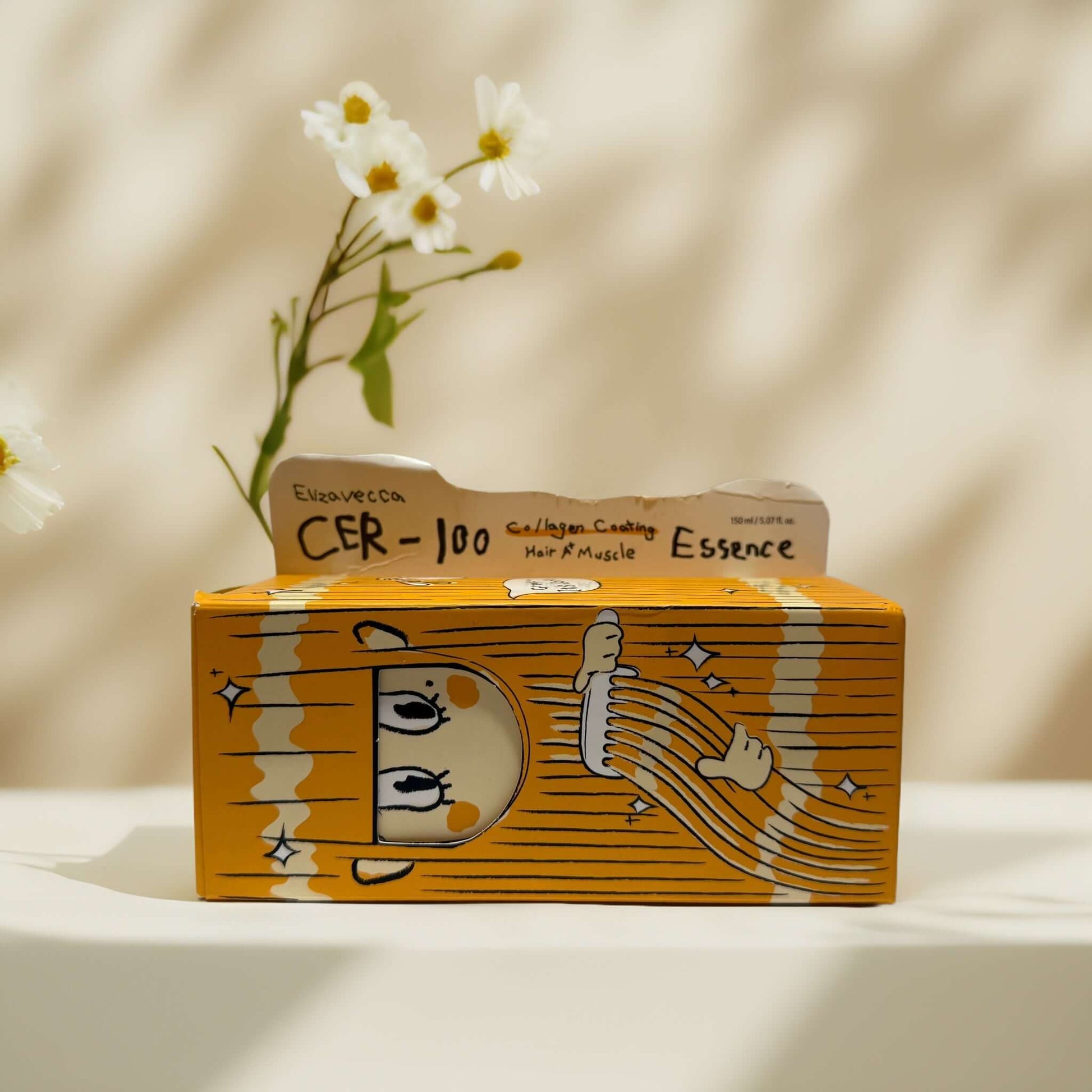 Elizavecca CER-100 Collagen Essence packaging with cartoon design.
