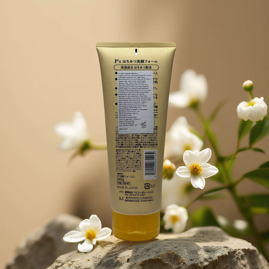 Moisturizing Daily Cleanse Honey Face Wash by P's, 8.8 fl oz, showcasing product packaging with floral background.
