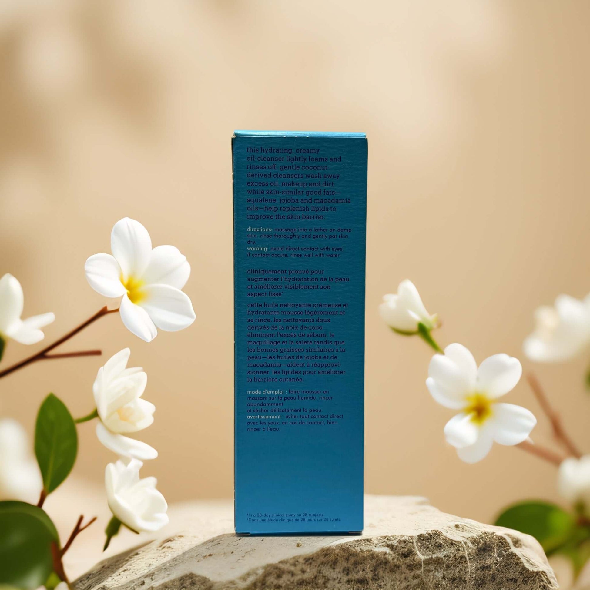 Hydrating Cleanse Foaming Oil Facial Cleanser by Skinfix packaging with floral accents, 6.0 fl oz.