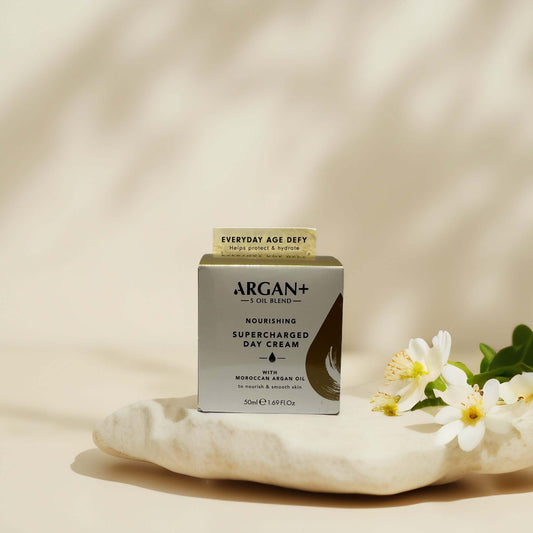 Hydrating & firming Argan+ day cream in elegant packaging