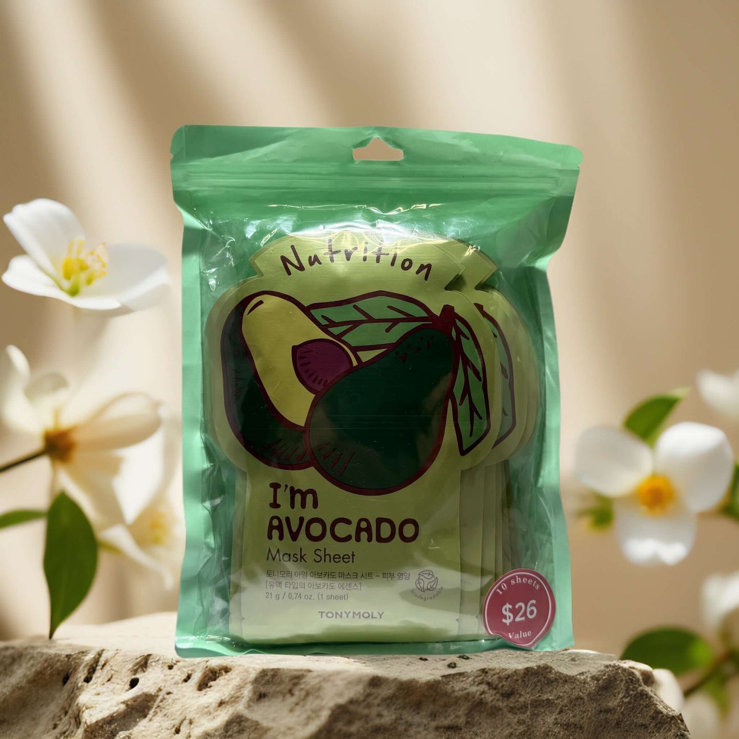 Nourishing Sheet Set | I’m Avocado Mask Sheets by TonyMoly – 10ct, 0.74 fl oz each