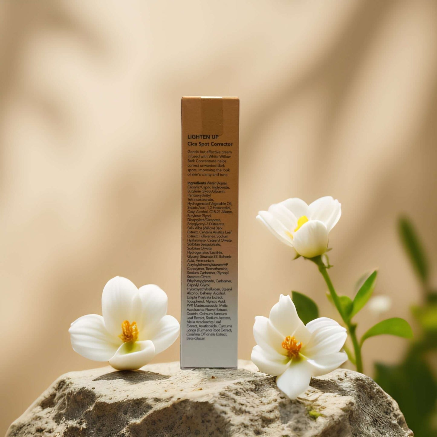 Rael Beauty Dark Spot Fading Cica Spot Corrector packaging with flowers, 0.68 fl oz, vegan and fragrance-free.