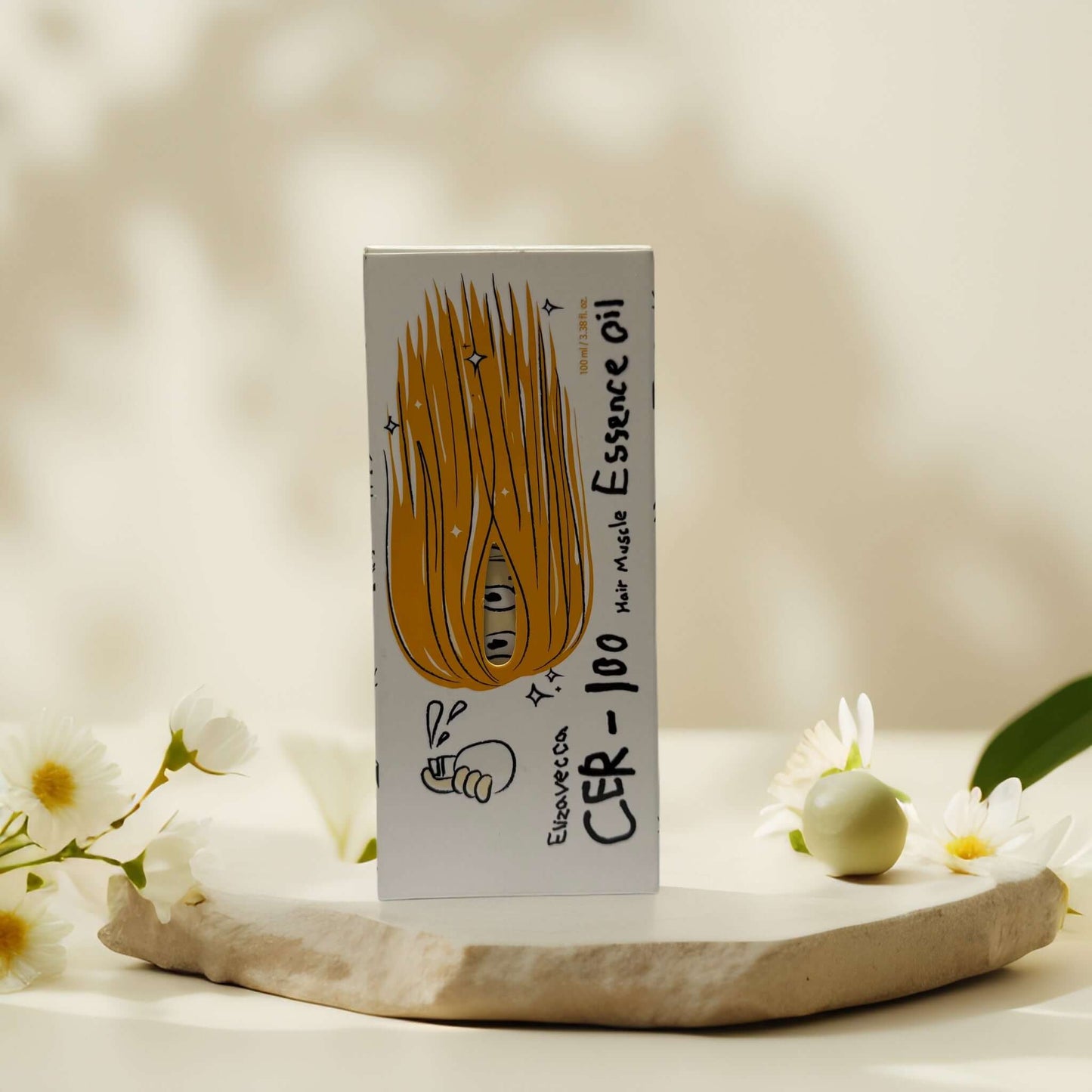 Elizavecca CER-100 Hair Muscle Essence Oil packaging on display