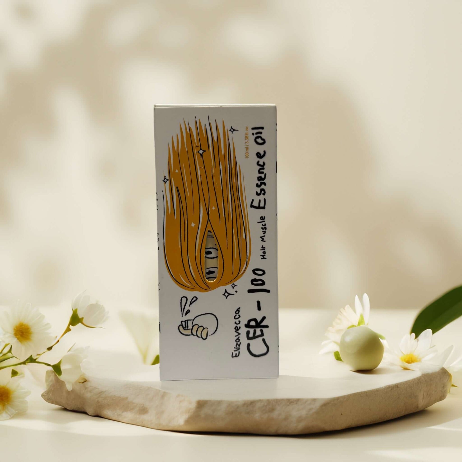 Elizavecca CER-100 Hair Muscle Essence Oil packaging on display