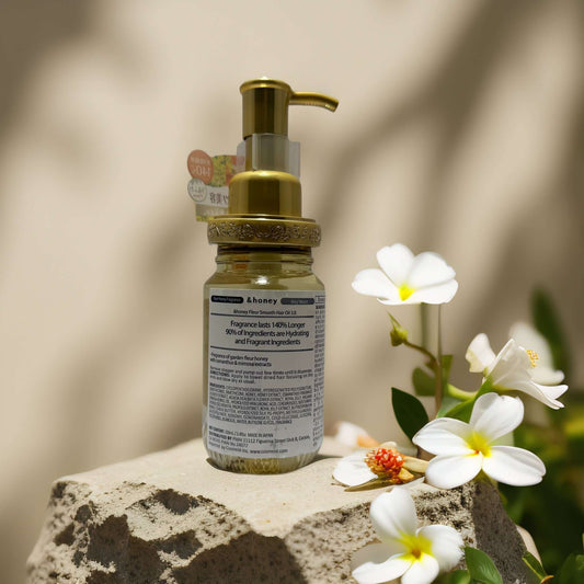 &honey Fleur Smooth Hair Oil with floral extracts for hydration and shine, 3.3 fl oz.