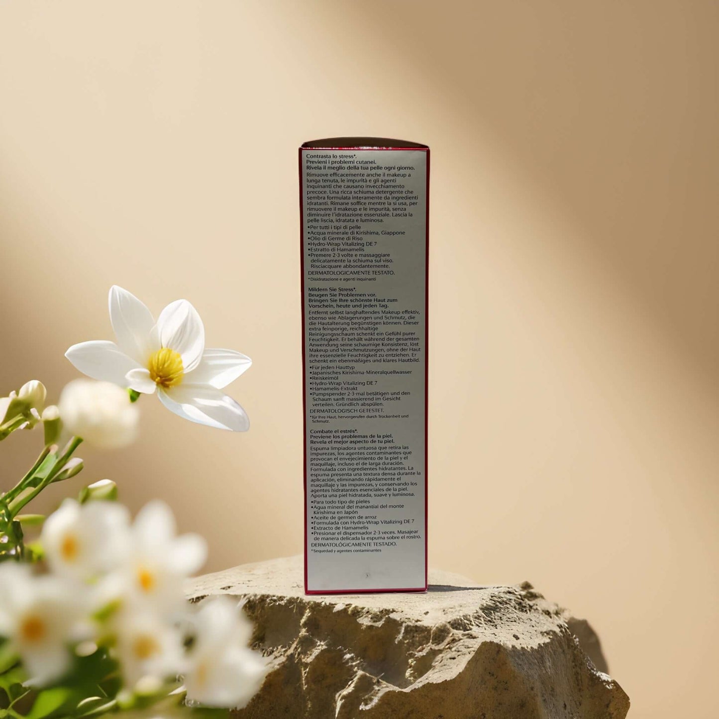 Back of Shiseido Purifying Cleanse facial cleanser box showing ingredients and usage instructions.