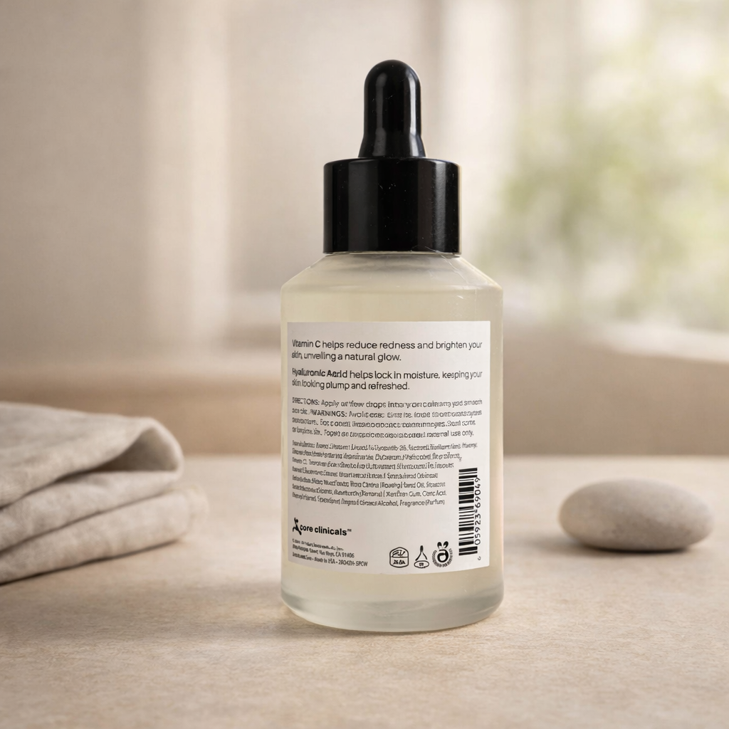 Brightening | Vitamin C + Hyaluronic Serum by core clinicals – 3.4 fl oz