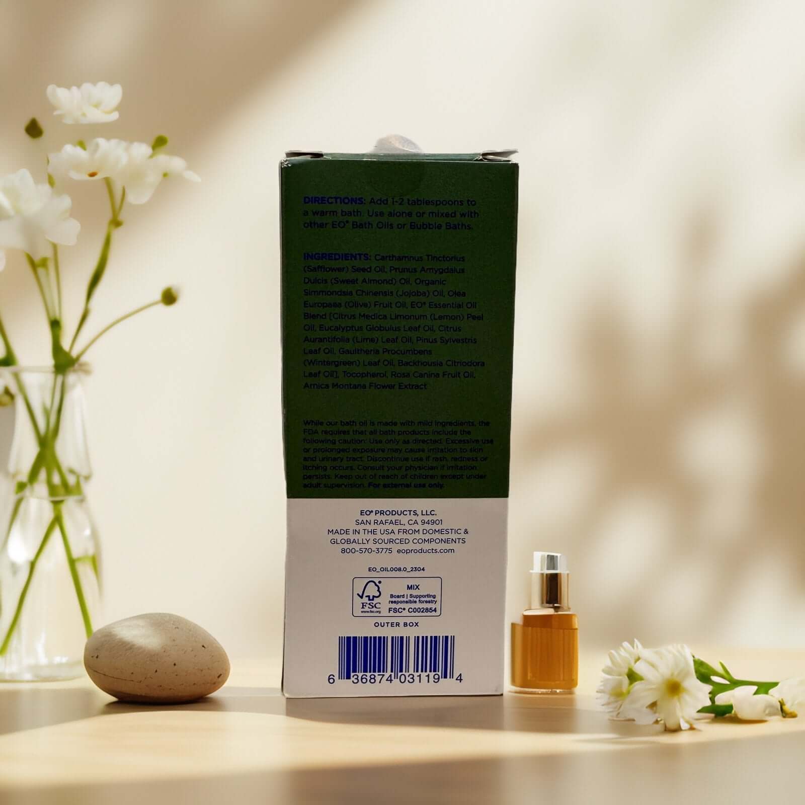Body Boost Bath Oil packaging and bottle by EO Essential Oils.