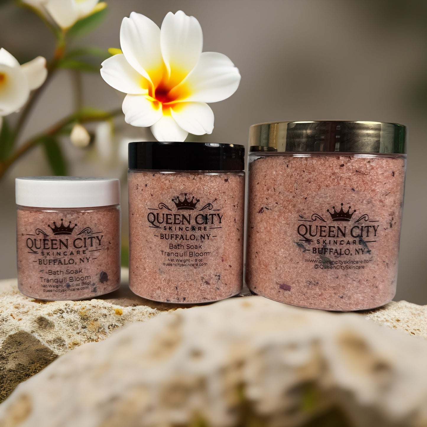 Tranquil Bloom | Peony, Rose & Lavender Bath Soak by Queen City Skincare – 8 oz