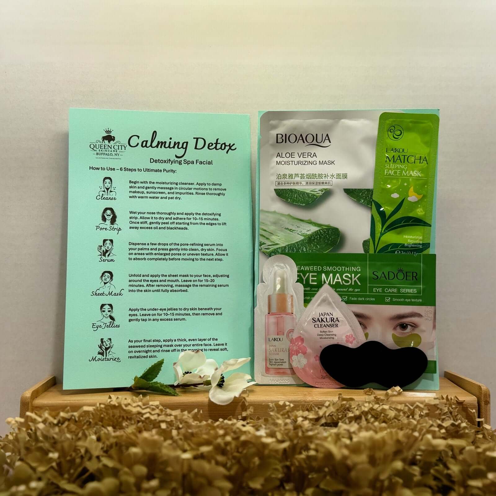 Gentle Detox Spa Night Kit with calming masks and serum