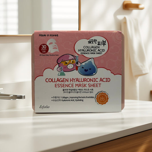Esfolio Collagen & Hyaluronic Sheet Mask – 30 Pack Hydrating K - Beauty Set - Queen City Skincare