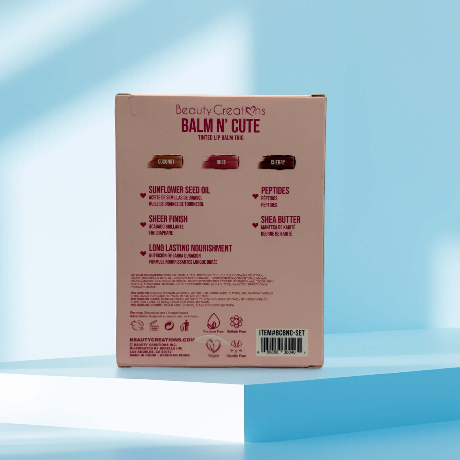 Beauty Creations Balm N’ Cute Tinted Lip Balm trio packaging
