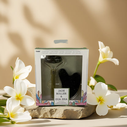 Contour & Soothe | Jade Facial Roller + Gua Sha Set by Lindo