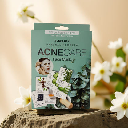 Acne Care Relief | Clarifying Face Sheet Mask Set by Saplaya – 6 Masks