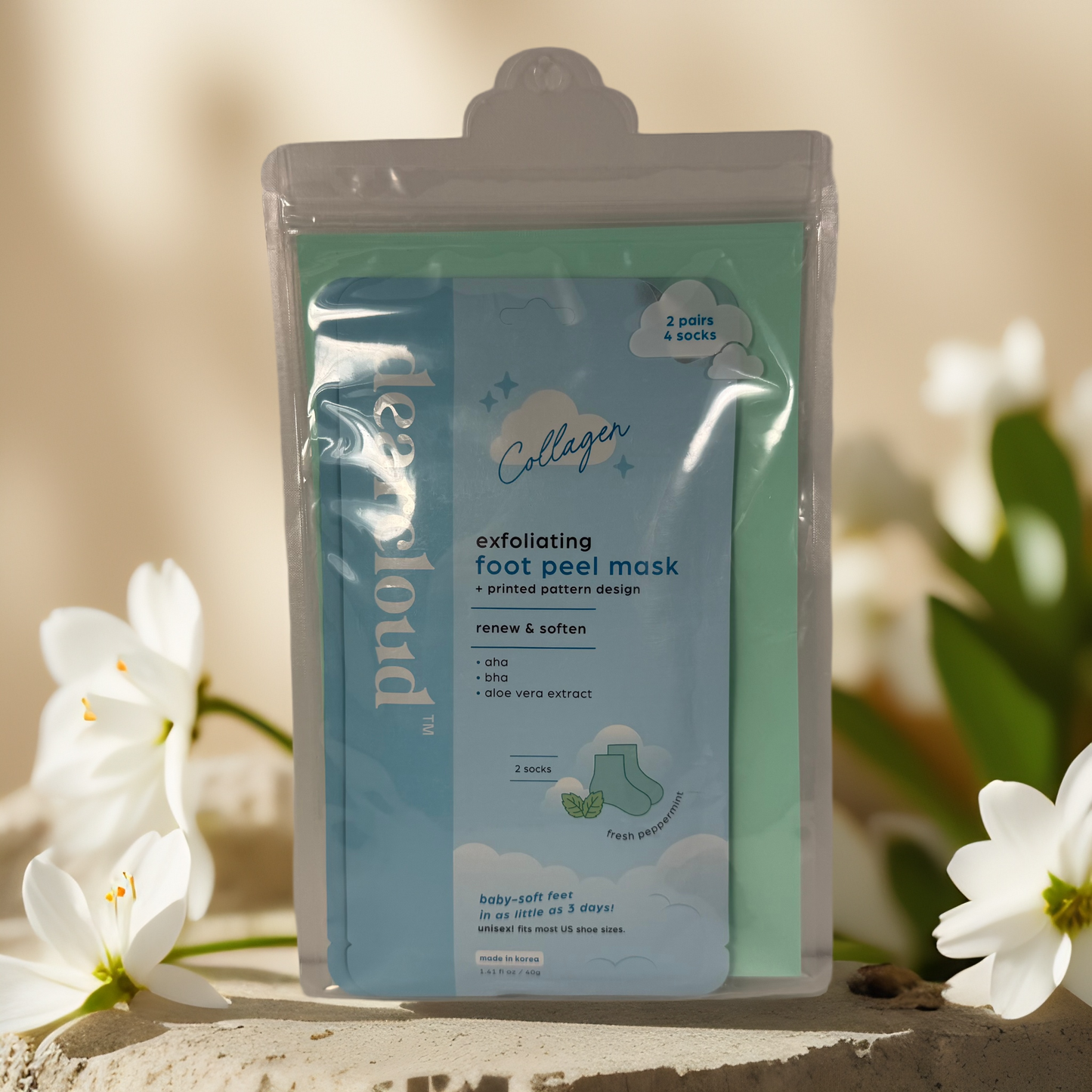 Soft Renewal | Exfoliating Foot Peel Mask by Dearcloud – 2 Pairs