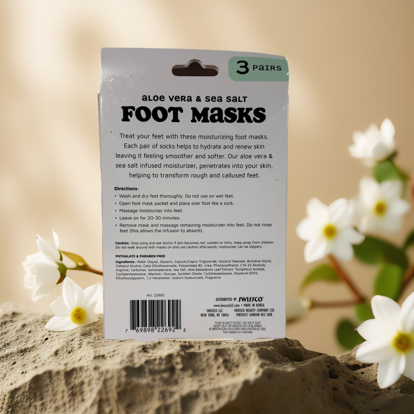 Hydrating Relief | Aloe Vera & Sea Salt Foot Mask Socks by Precision Beauty – 3 Pairs